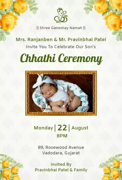 Charming Chhathi Ceremony Celebration Invitation Template