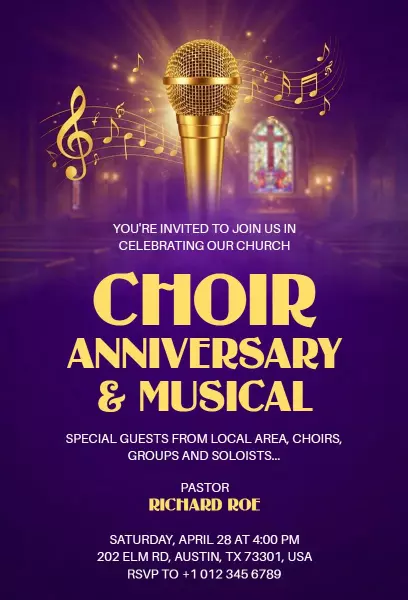 Charming Choir Musical Anniversary Celebration Invitation Template