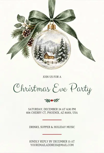 Charming Christmas Eve Celebration Party Invitation Template