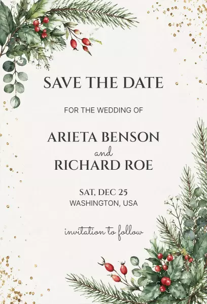 Charming Christmas Wedding Celebration Invitation Template