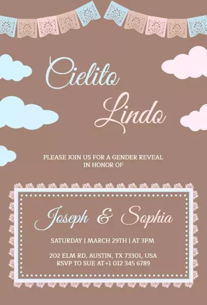 Charming Cielito Lindo Gender Reveal Celebration Invitation Template