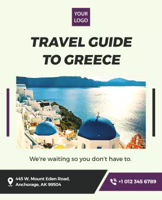 Charming Coastal Vibes Travel Guide to Greece Poster Template