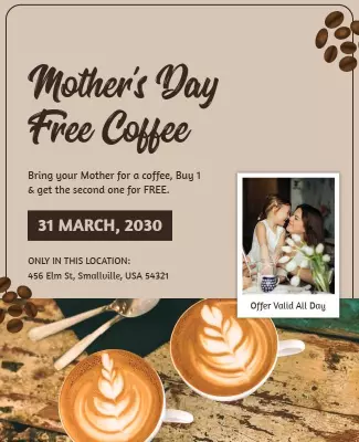 Charming Coffee-Themed Mother’s Day Promotion Poster Template