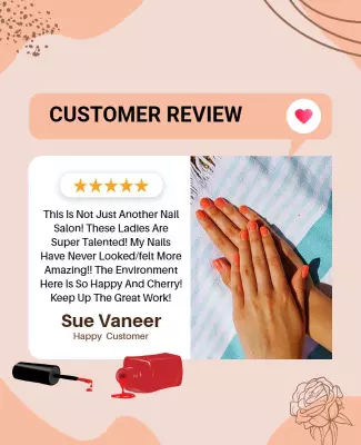 Charming Coral Nail Salon Customer Review Poster Template