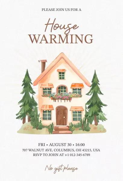 Charming Cottage Style Housewarming Celebration Invitation Template