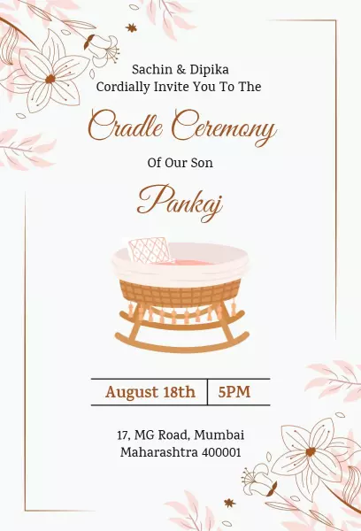 Charming Cradle Ceremony Naming Celebration Invitation Template