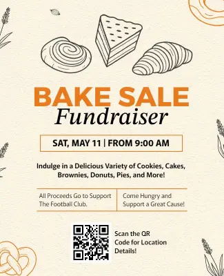 Charming Creamy Bakery Treats Fundraising Bake Sale Flyer Template