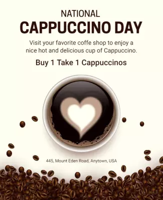 Charming Creamy Cappuccino Day Celebration Poster Template