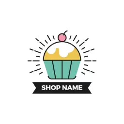 Charming Cupcake Design with Bright Cherry Topping Logo Template
