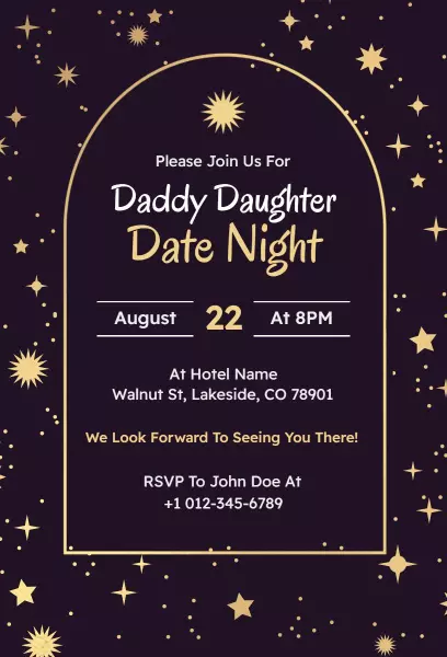 Charming Daddy Daughter Special Date Night Invitation Template