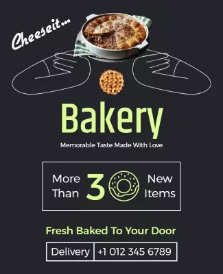 Charming Dark Bakery Fresh Baked Goods Delivery Poster Template