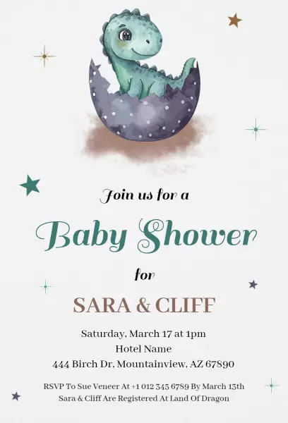 Charming Dinosaur Baby Shower Celebration Invitation Template