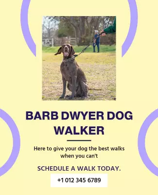 Charming Dog Walking Service on Soft Yellow Poster Template
