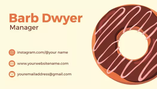 Charming Donut Theme Restaurant Staff Business Card Template