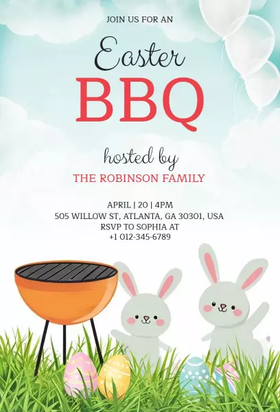 Charming Easter BBQ Gathering Celebration Invitation Template