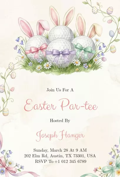 Charming Easter Bunny Egg Hunt Celebration Invitation Template