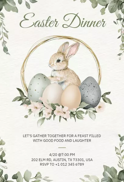 Charming Easter Dinner Celebration Gathering Invitation Template