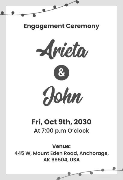 Charming Elegant Engagement Ceremony Celebration Invitation Template