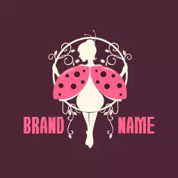 Charming Fairy with Ladybug Wings in Magical Design Logo Template