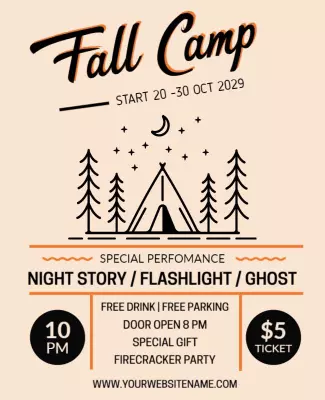 Charming Fall Campfire Gathering Outdoor Events Flyer Template