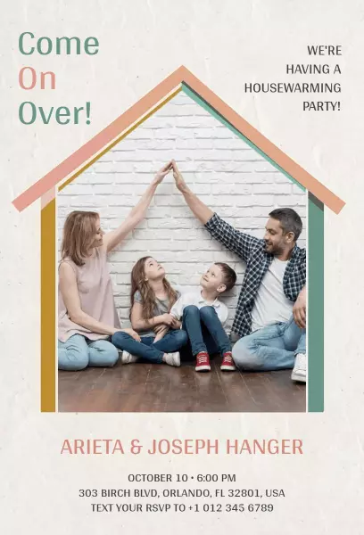 Charming Family Housewarming Celebration Gathering Invitation Template