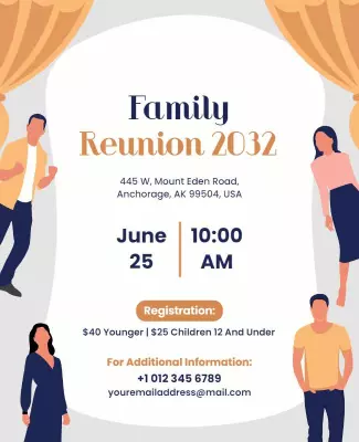Charming Family Reunion Celebration Event Poster Template