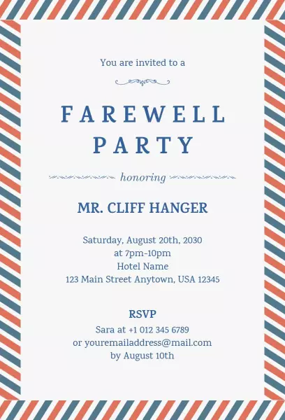 Charming Farewell Celebration Party Invitation Template