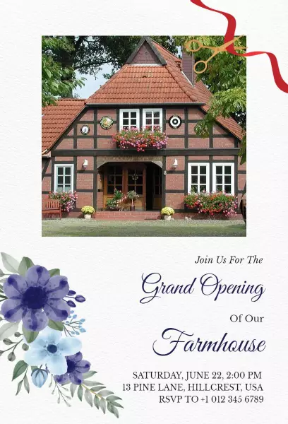 Charming Farmhouse Grand Opening Celebration Invitation Template