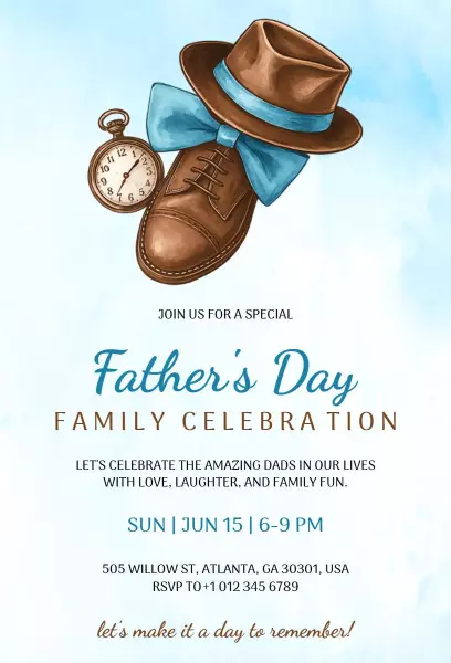 Charming Father's Day Family Celebration Invitation Template