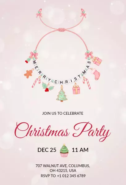 Charming Festive Christmas Party Celebration Invitation Template