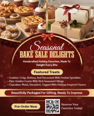 Charming Festive Treats for Seasonal Bake Sale Flyer Template