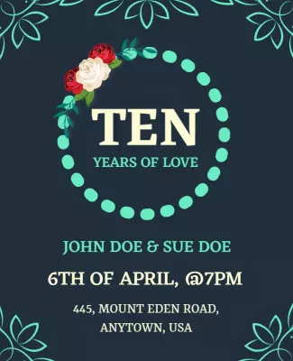 Charming Floral Anniversary Celebration Poster Template