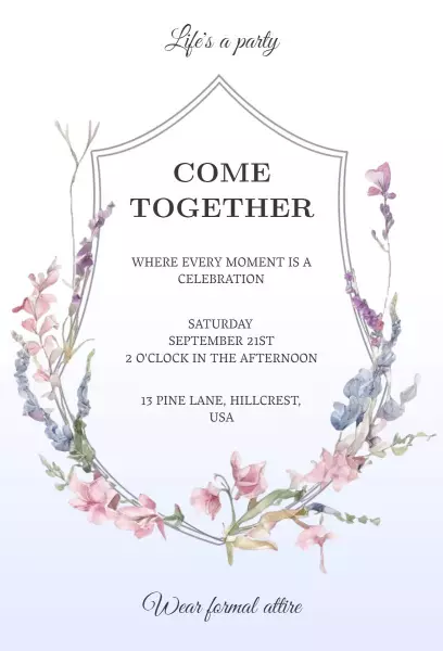 Charming Floral Autumn Celebration Get Together Invitation Template