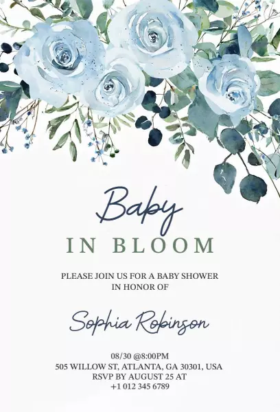 Charming Floral Baby Bloom Shower Celebration Invitation Template