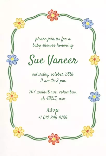 Charming Floral Baby Shower Celebration Invitation Template