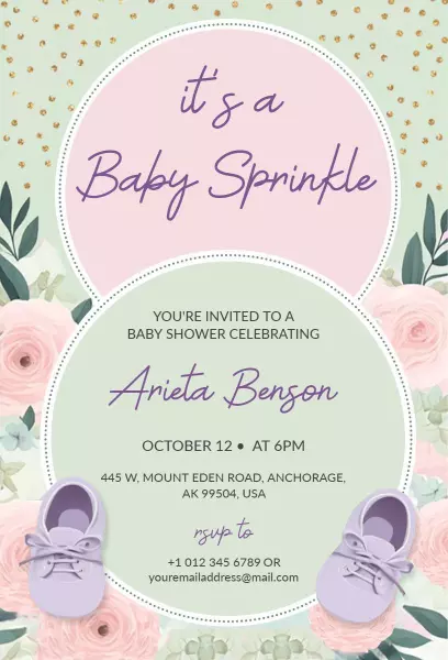 Charming Floral Baby Shower Sprinkle Celebration Invitation Template