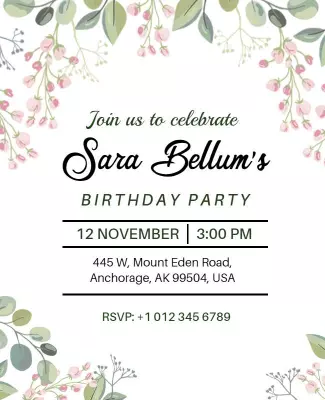 Charming Floral Birthday Celebration Invitation Template