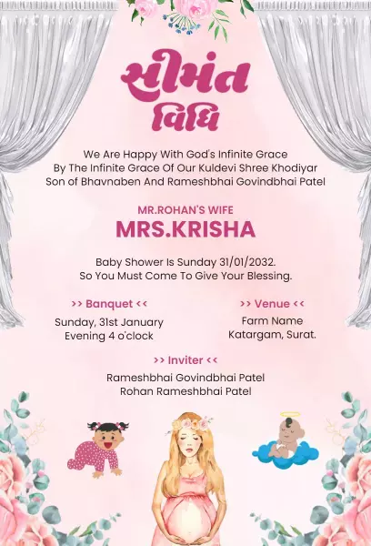 Charming Floral Blessed Baby Shower Celebration Invitation Template