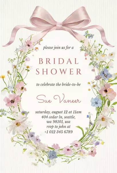 Charming Floral Bridal Shower Celebration Invitation Template