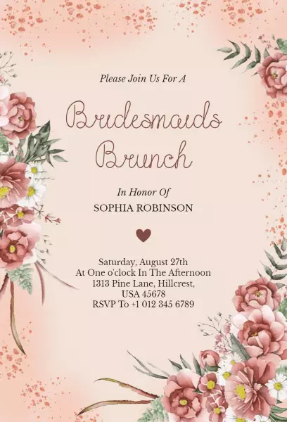 Charming Floral Bridesmaids Brunch Celebration Invitation Template