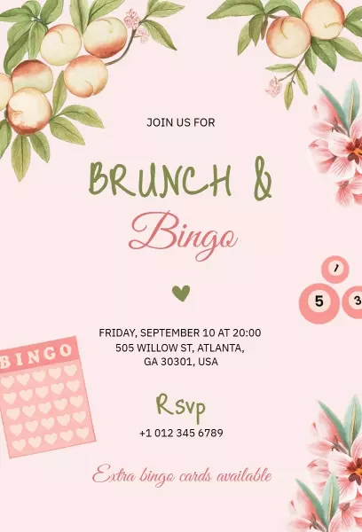 Charming Floral Brunch and Bingo Celebration Invitation Template