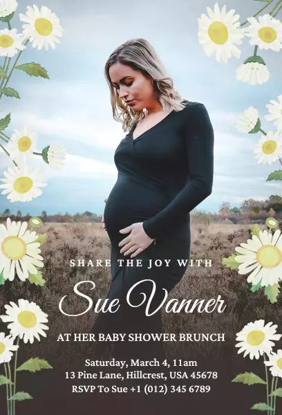Charming Floral Brunch Celebration Baby Shower Invitation Template