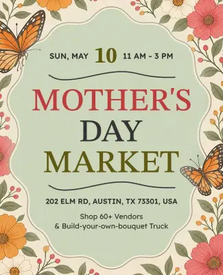 Charming Floral Celebration for Mother’s Day Market Poster Template
