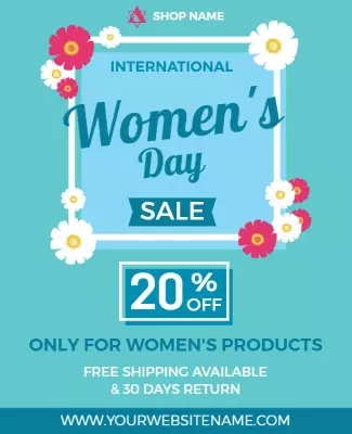 Charming Floral Design for Women's Day Sale Poster Template
