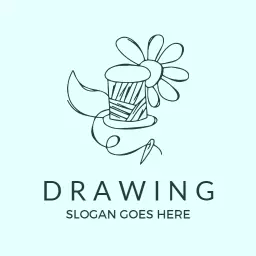 Charming Floral Design with Creative Drawing Elements Logo Template