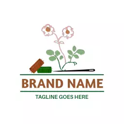 Charming Floral Design with Threads and Needle Artistry Logo Template