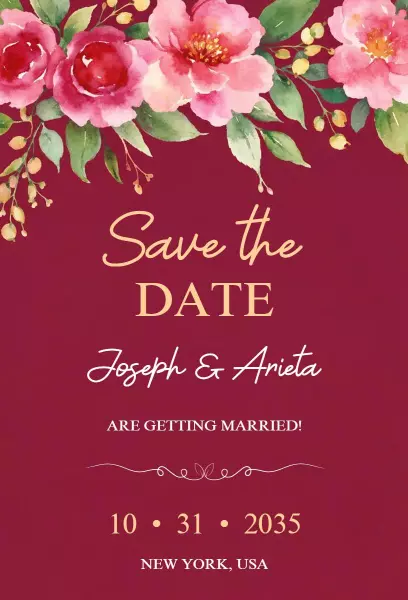Charming Floral Elegant Save The Date Wedding Invitation Template
