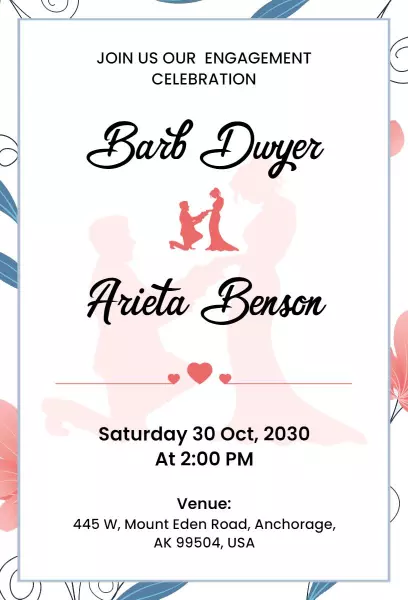 Charming Floral Engagement Celebration Invitation Template