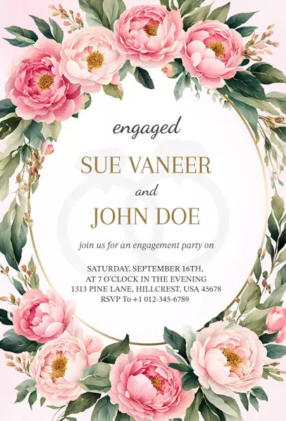 Charming Floral Engagement Celebration Party Invitation Template