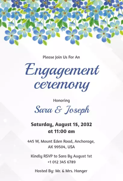 Charming Floral Engagement Ceremony Celebration Invitation Template